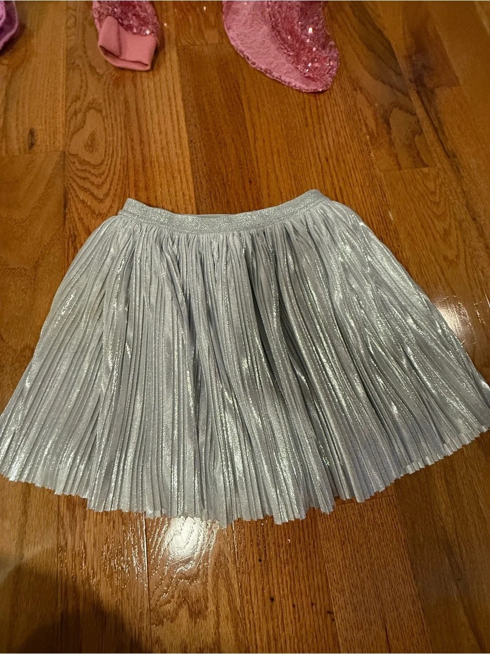 Epic Threads Silver Metallic Pleated Girls Skirt